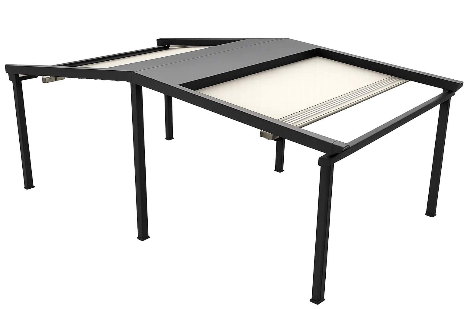 Wall-mounted, single-pitch roof