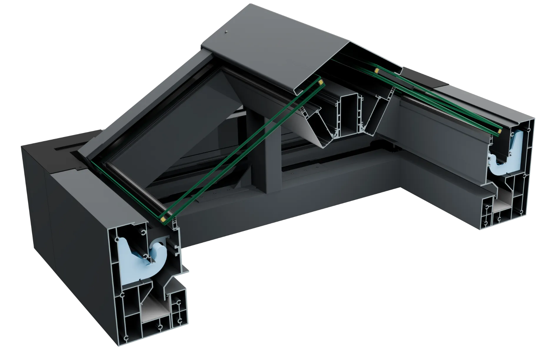 Pergola rainwater drainage system with LED lighting