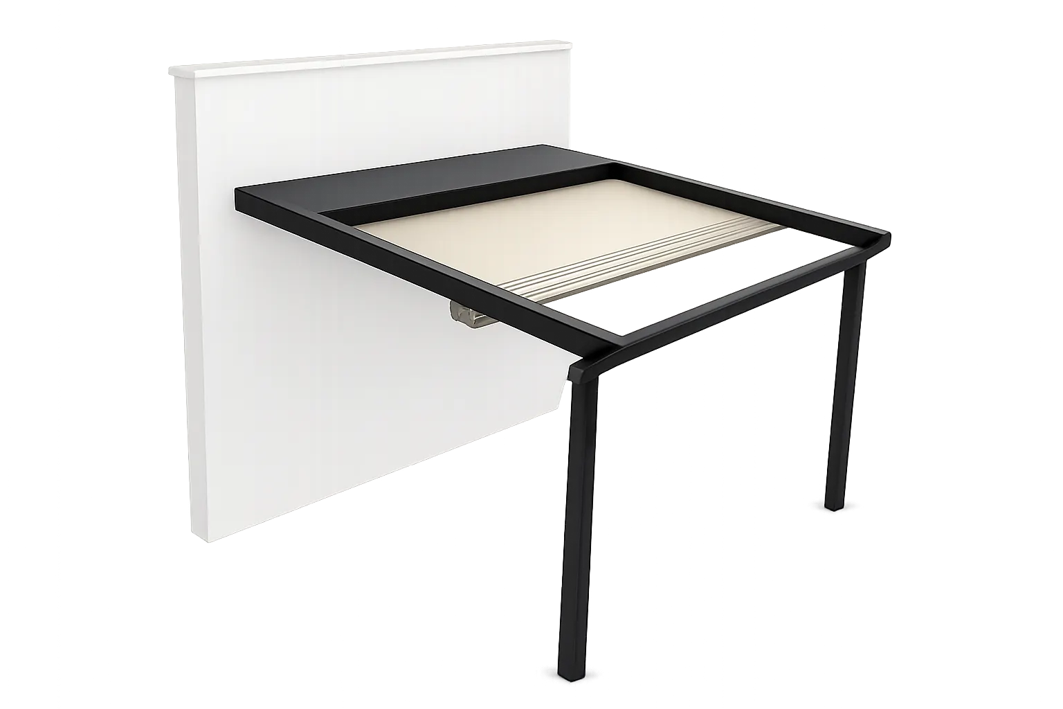 Wall-mounted, single-pitch roof